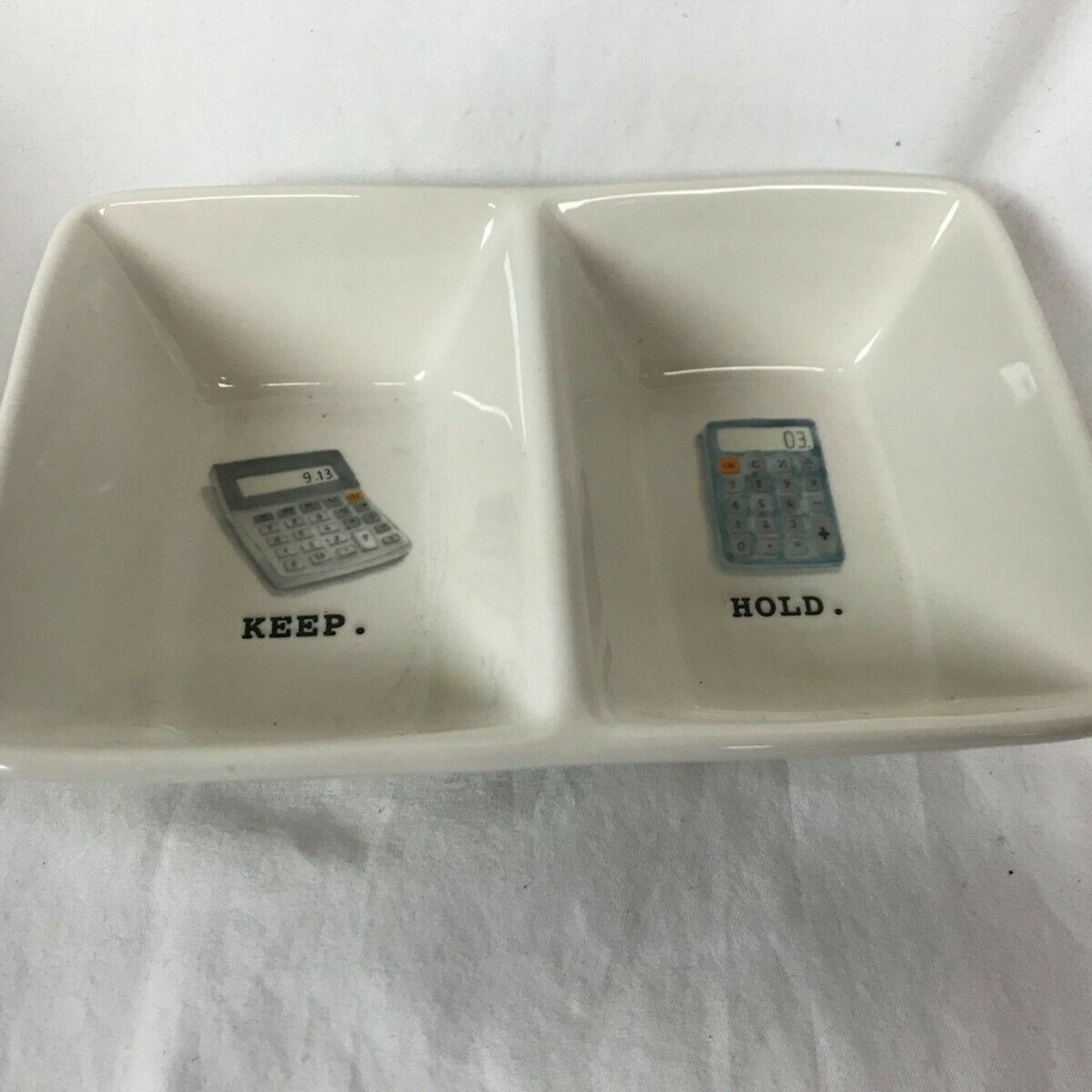 Rare Rae Dunn Office Catchall Painted Divided Dish - Picture 1 of 2